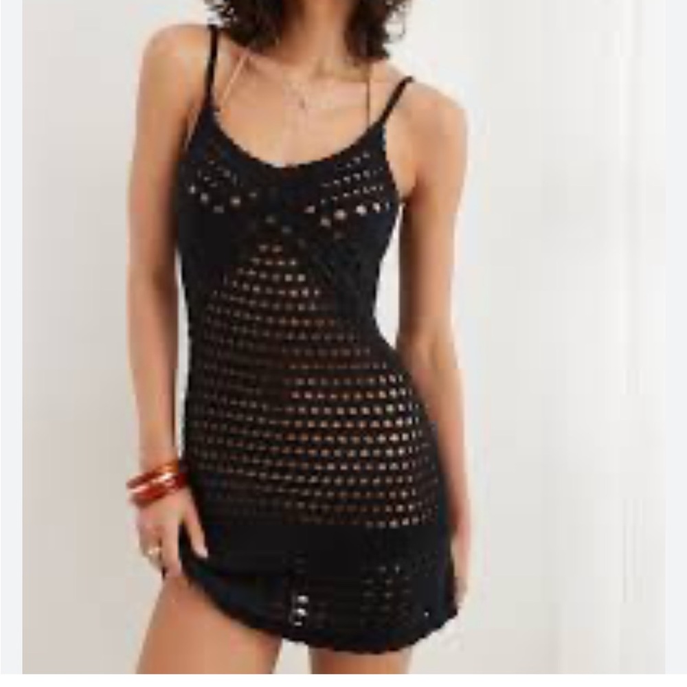 Aerie Black Crochet Cover Up Size Small
